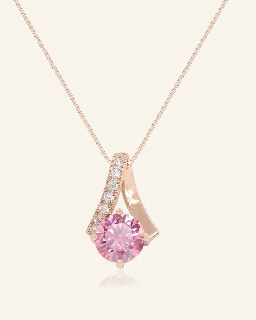 1ct Pink Moissanite Necklace - Love Estella