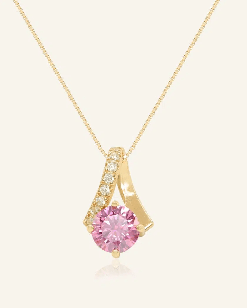 1ct Pink Moissanite Necklace - Love Estella