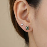 One Carat Green Moissanite Bezel Studs