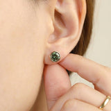 One Carat Green Moissanite Bezel Studs