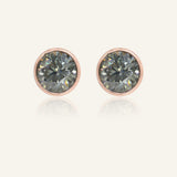 One Carat Gunmetal Grey Moissanite Bezel Studs