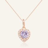 Lilac Moissanite Heart Halo Necklace by Elate