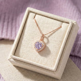 Lilac Moissanite Heart Halo Necklace by Elate
