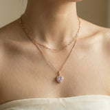 Lilac Moissanite Heart Halo Necklace by Elate
