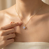 Lilac Moissanite Heart Halo Necklace by Elate