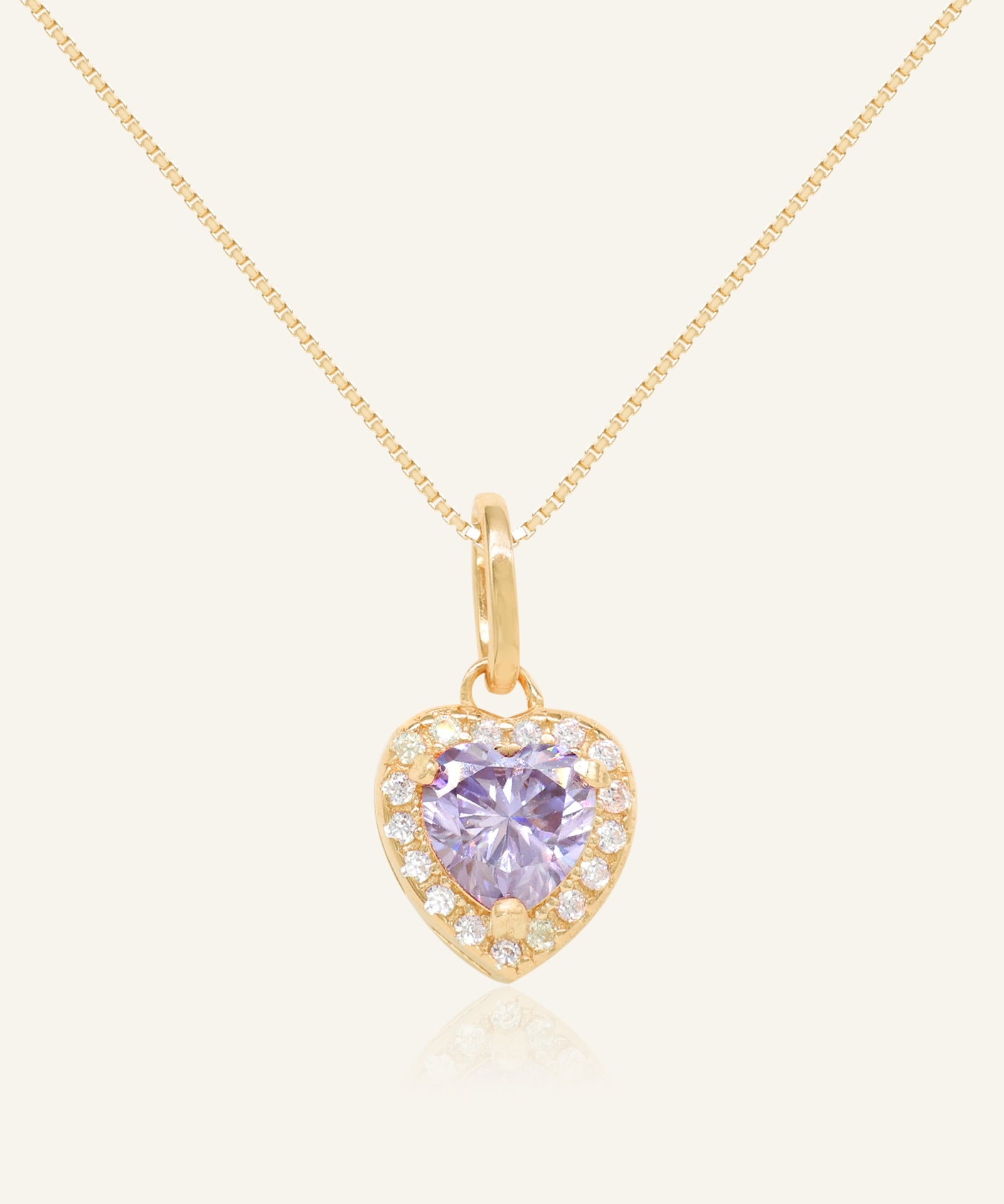 Lilac Moissanite Heart Halo Necklace by Elate