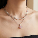 InfinityOne Classic Moissanite Necklace (Pink)