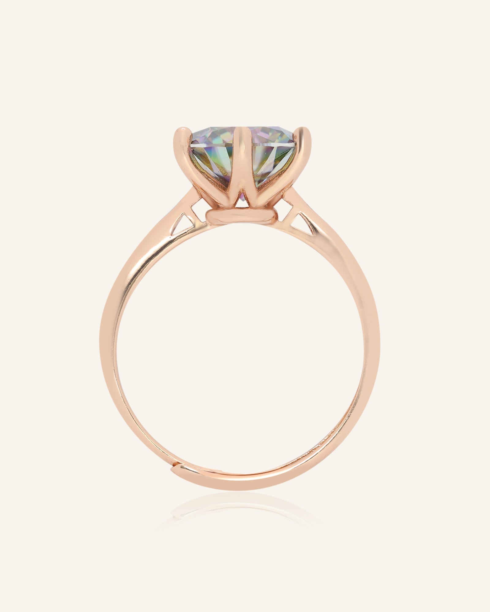 3 Carat Mystic Moissanite Ring, side profile product image