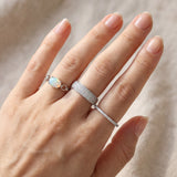 Astra Opal Ring in silver, worn on a model