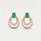 Professional product shot of Aura Emerald Drop Studs in Rose Gold with a clean white background.