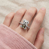 Black Sunstone Koala Bear Ring in silver, worn on a model