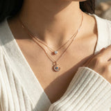 Blue Moissanite Moon Necklace