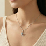 Blue Moissanite Moon Necklace