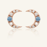 Blue Moissanite Moon Studs