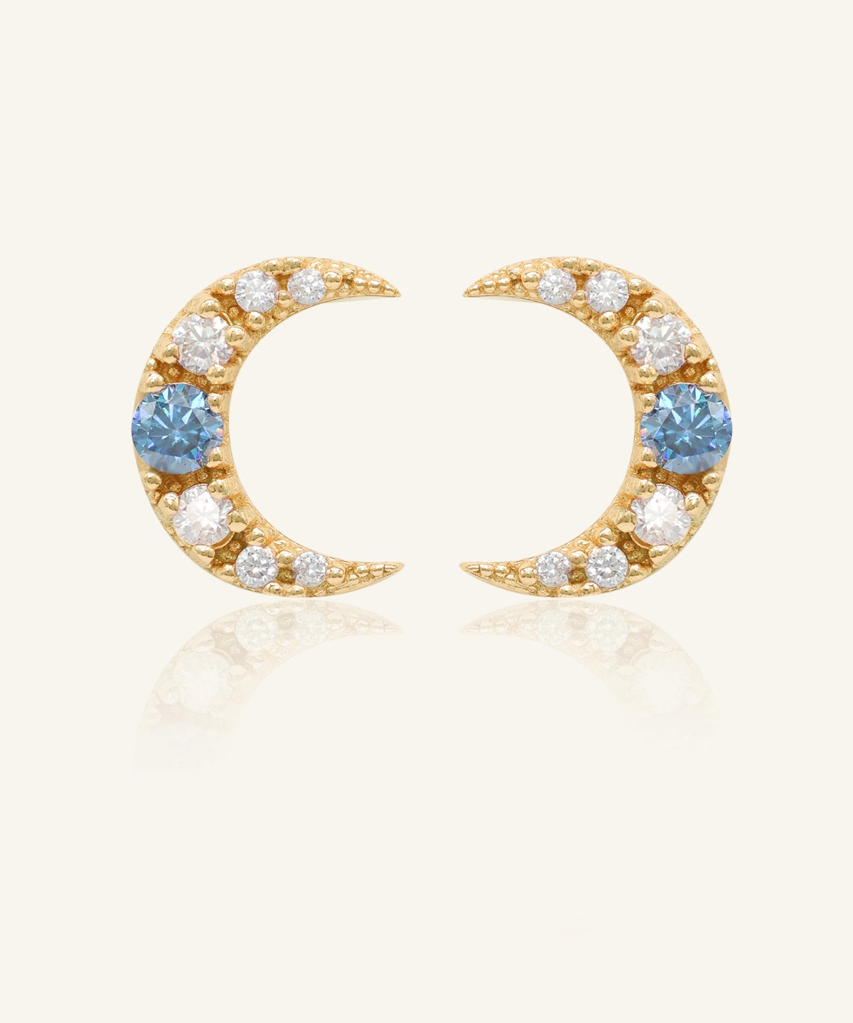 Blue Moissanite Moon Studs
