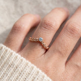 Braided Wishbone Moissanite Ring (Sky Blue)