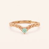 18k yellow gold vermeil Braided Wishbone Moissanite Ring set with a 3mm round mint green moissanite.