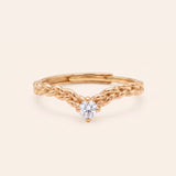 18k yellow gold vermeil Braided Wishbone Moissanite Ring featuring a 3mm round clear white moissanite.