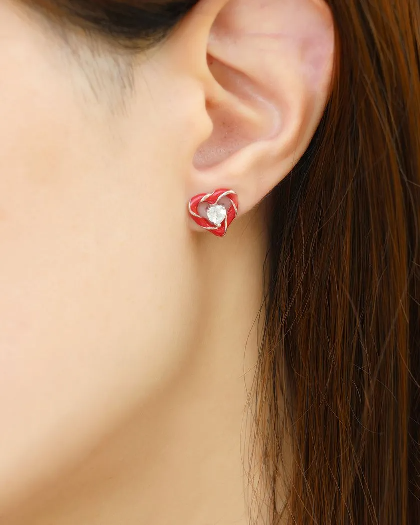 candy cane switch earrings in white topaz on model