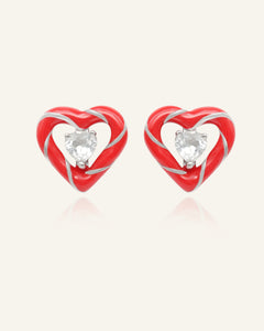 Close-up of the Candy Cane Switch Studs | Topaz in silver, resting on a warm linen background