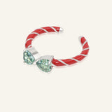 Candy Cane Ribbon Ring | Green Moissanite, product image