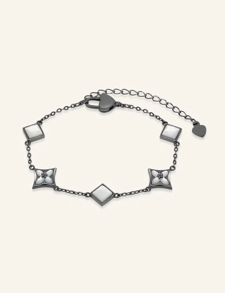 Clover Monogram Bracelet Black Gold