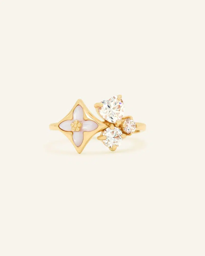 Clover Monogram Cluster Ring – Yellow Gold