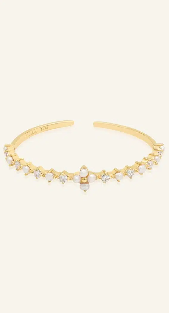 Clover Sparkle Cuff FWP, Moissanite – Yellow Gold