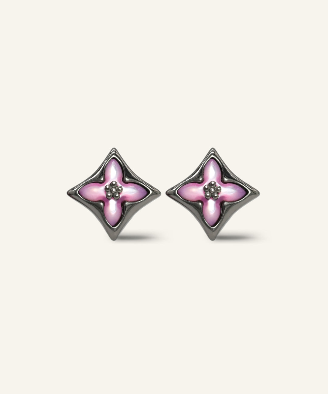 Clover Monogram Studs (Pink)