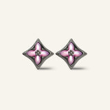 Clover Monogram Studs (Pink)
