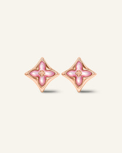 Clover Monogram Studs (Pink)