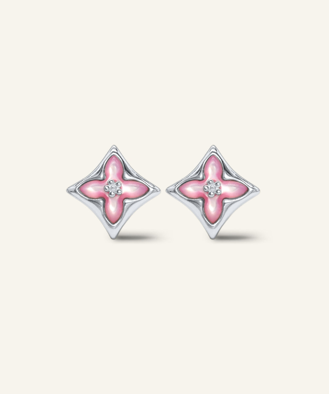 Clover Monogram Studs (Pink)