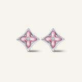 Clover Monogram Studs (Pink)