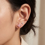 Clover Monogram Studs (Pink)