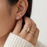 Clover Monogram Studs (Pink)