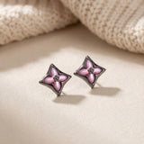 Clover Monogram Studs (Pink)
