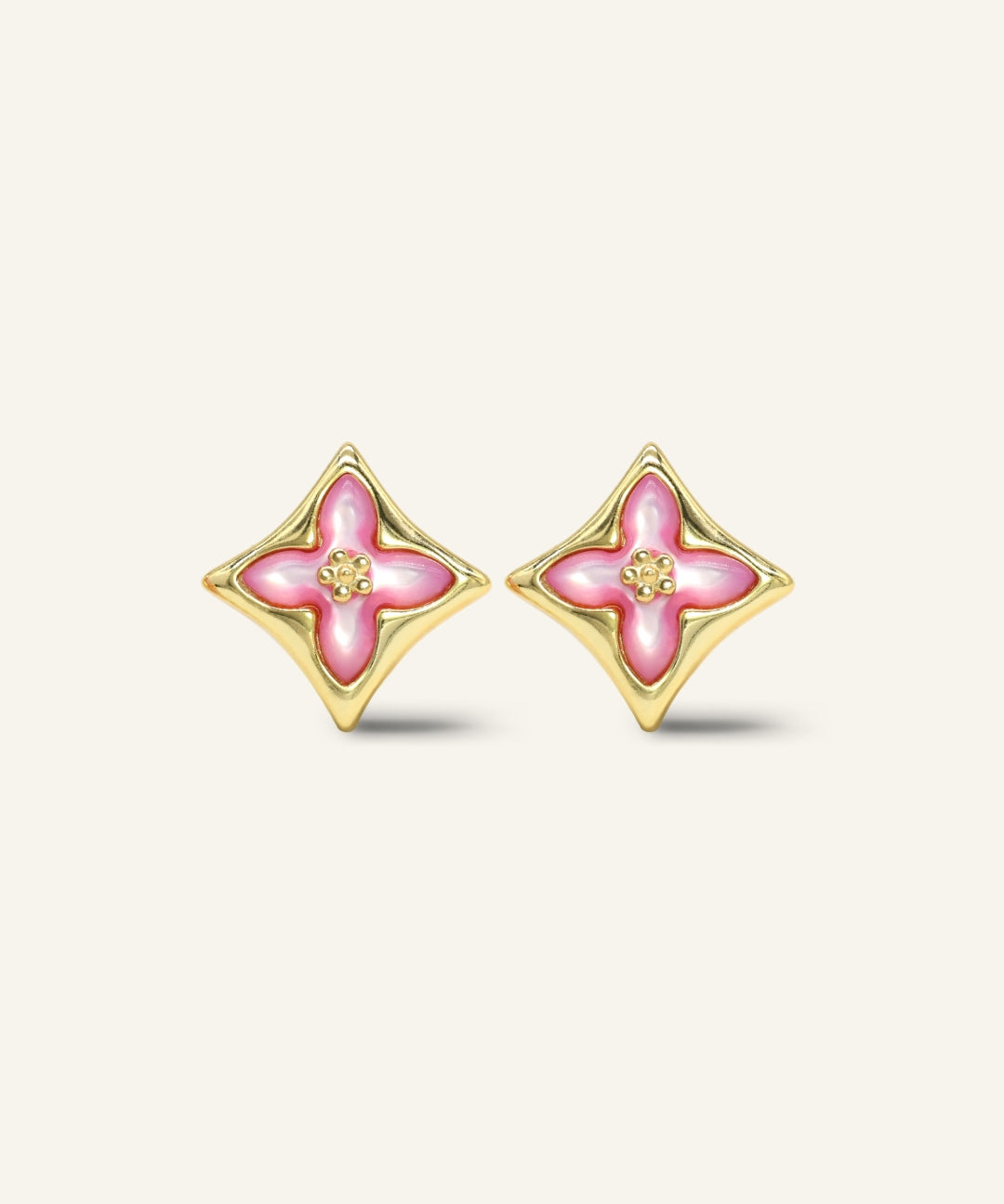 Clover Monogram Studs (Pink)
