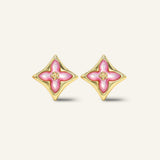 Clover Monogram Studs (Pink)
