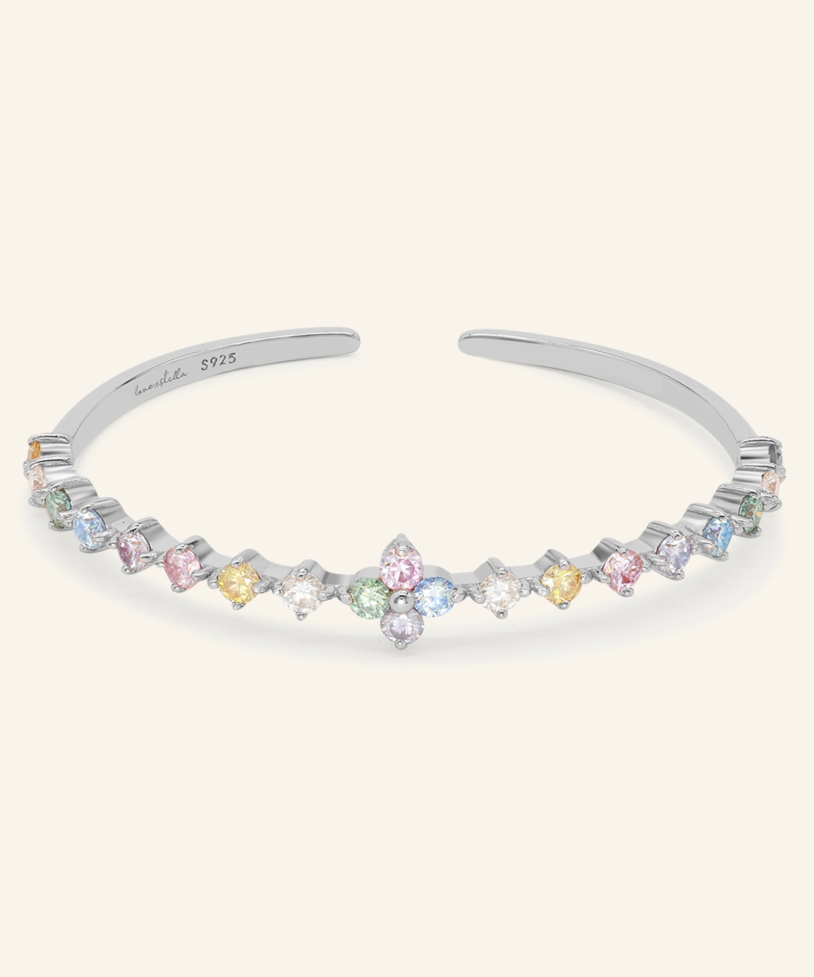 Clover Sparkle Cuff (Pastel Moissanite) by Elate
