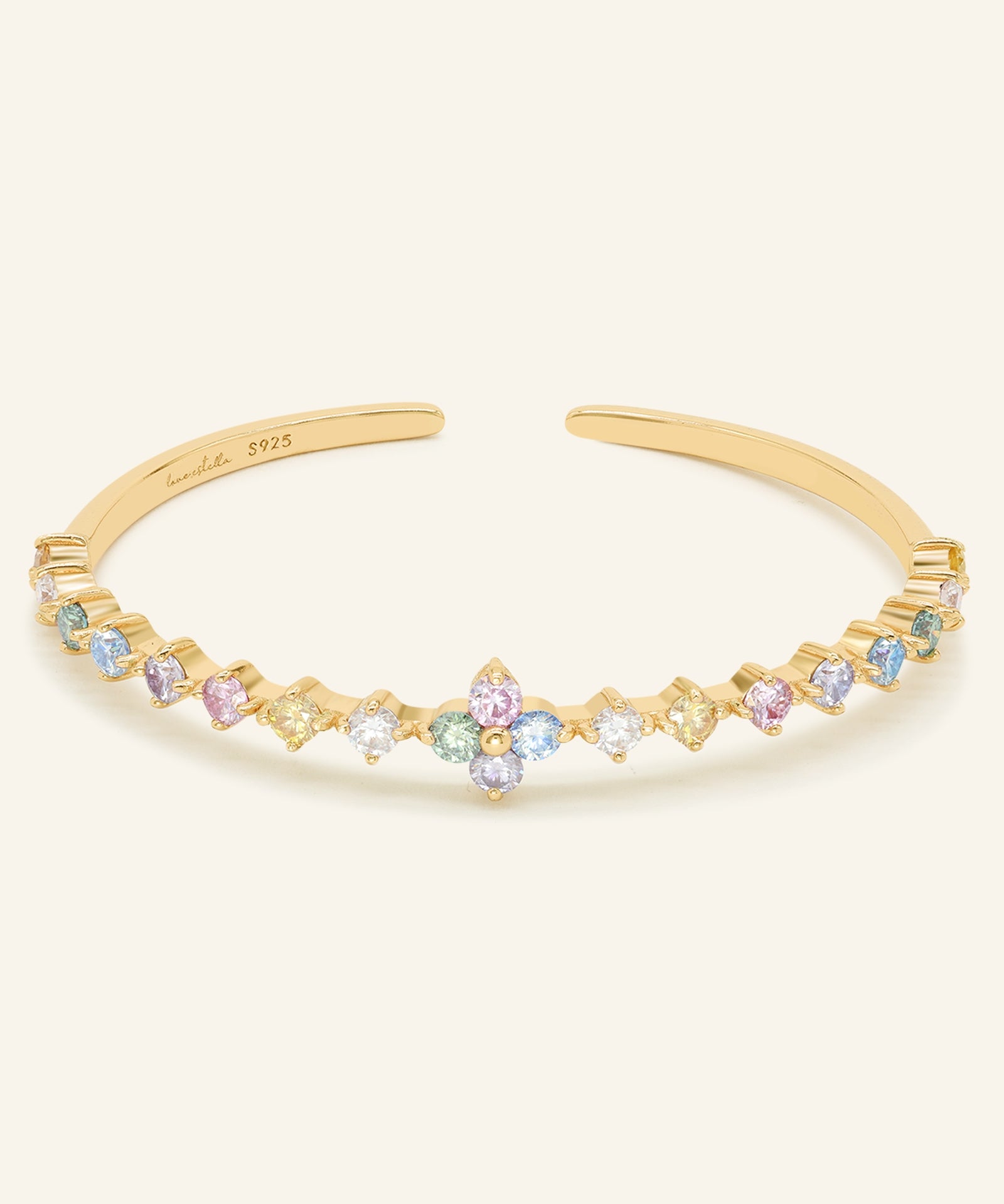 Clover Sparkle Cuff (Pastel Moissanite) by Elate
