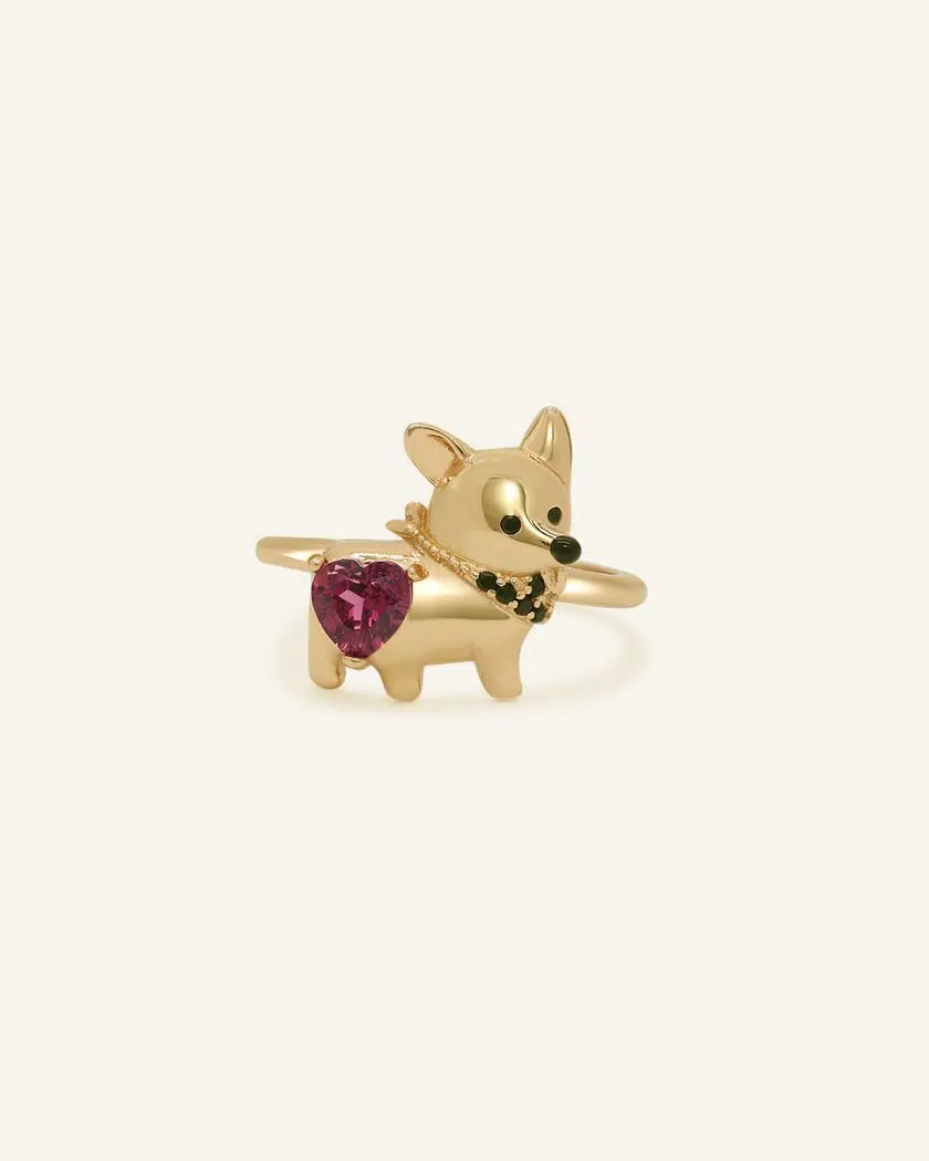 Corgi Ring – Rhodolite – Yellow Gold