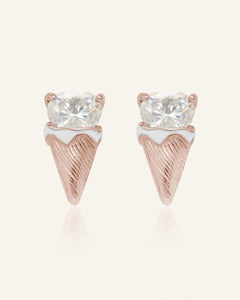 Creamy Cone Moissanite Studs