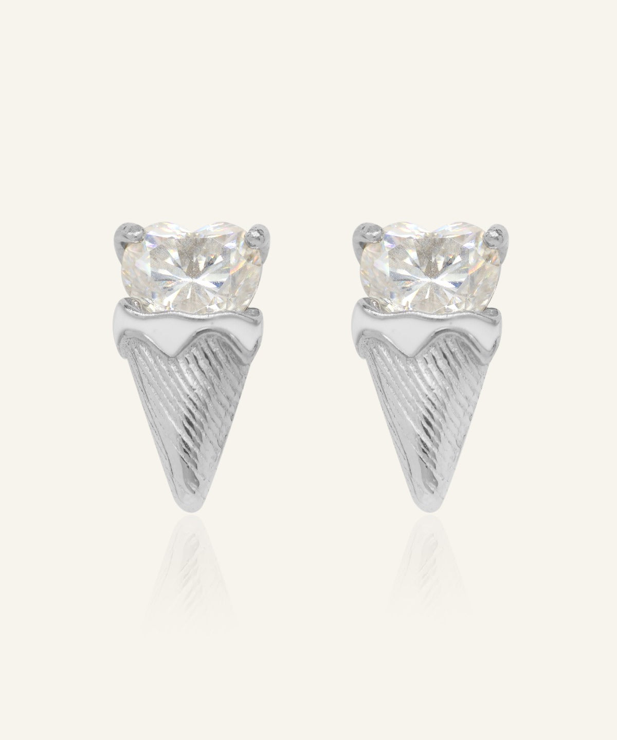 Creamy Cone Moissanite Studs