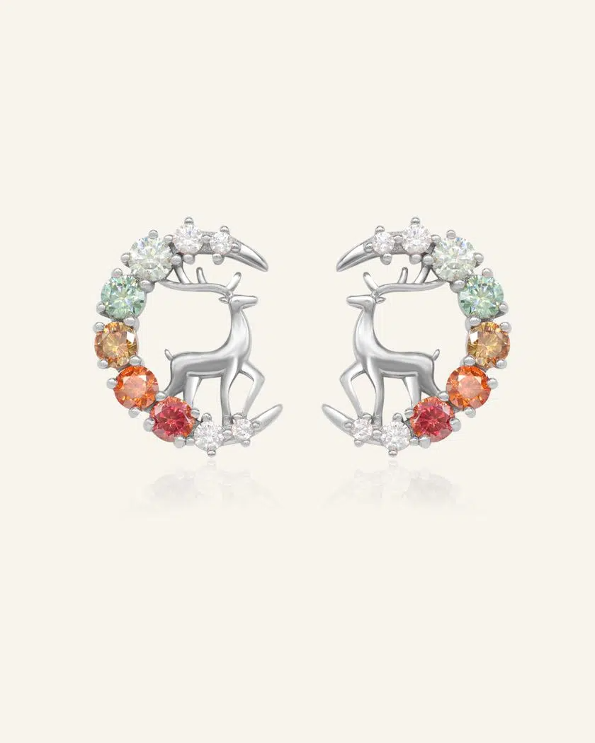 Deer Moissanite Studs