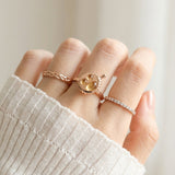 Durian Citrine Ring in rose gold, worn on a model