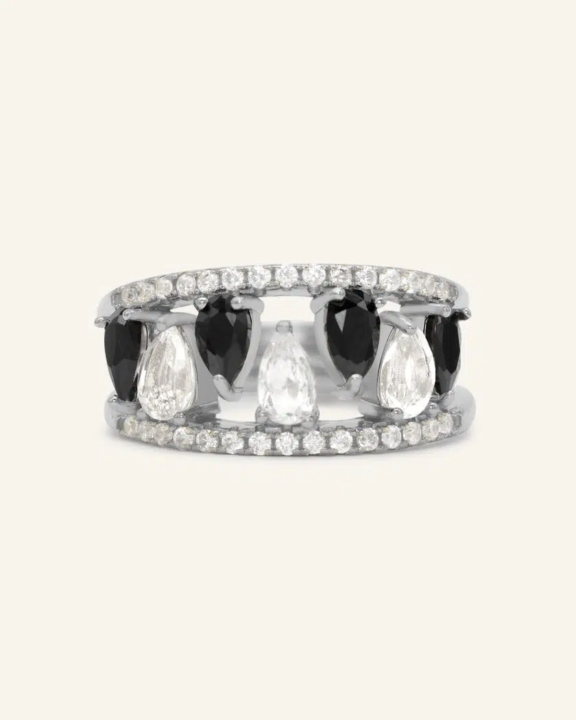Ebony and Ivory Ring – Silver