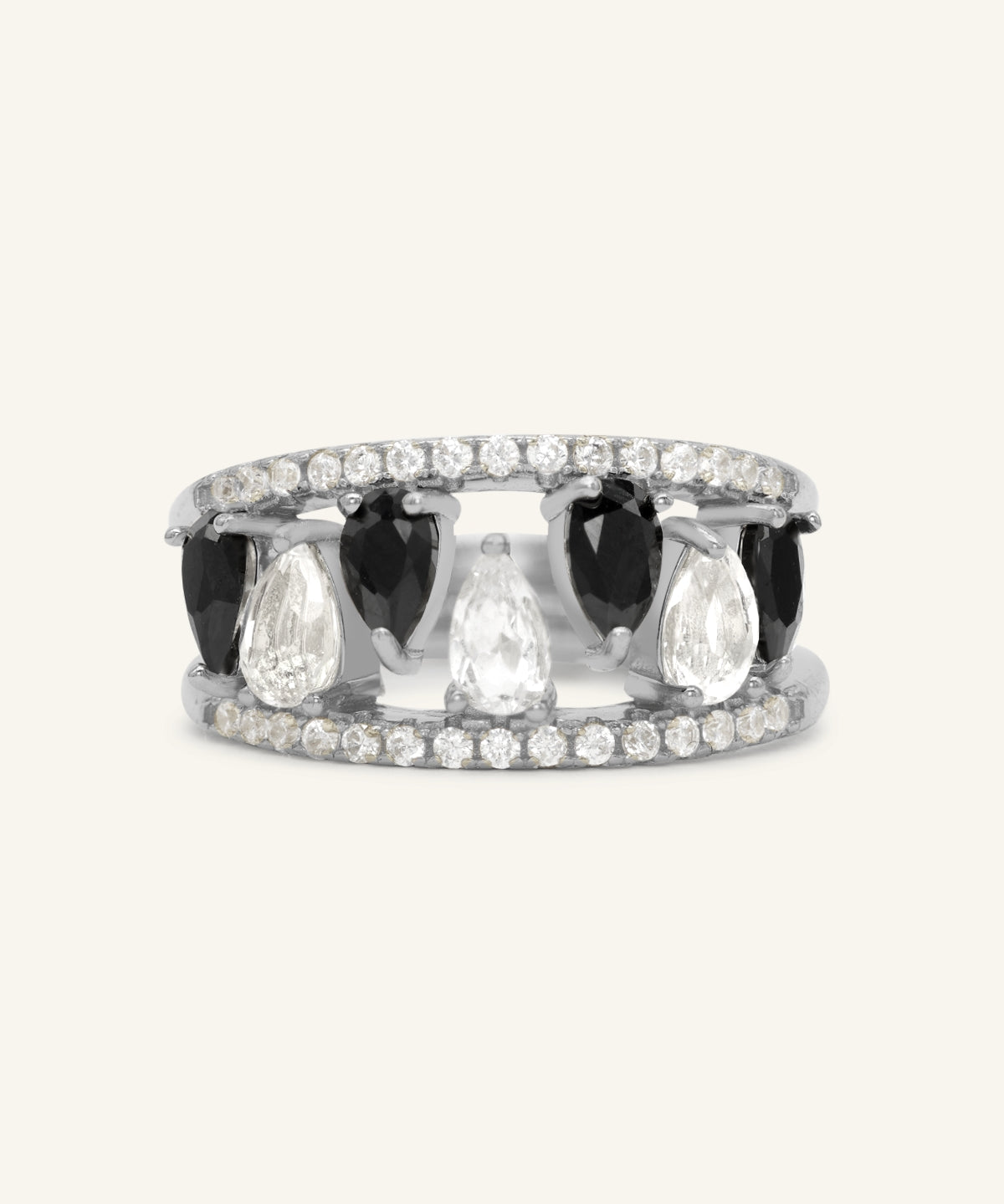 Ebony and Ivory Ring Set
