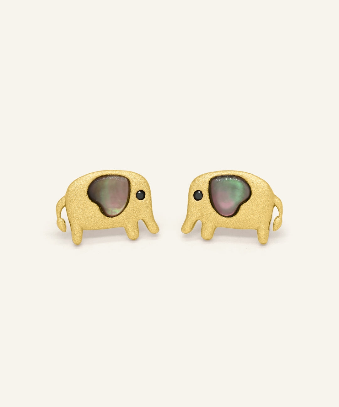 Elephant Mother of Pearl Studs (Black)