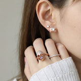 Elephant Mother of Pearl Studs (White)