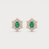 Professional product shot of the Emerald Starflower Studs in 18k rose gold plating over 925 sterling silver.